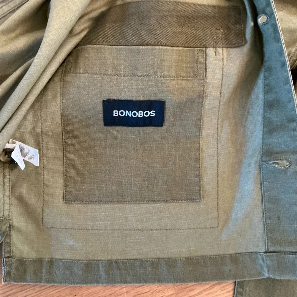 Bonobos Olive Green Chore Overshirt Jacket Men's‎ Small Cotton Linen - Picture 3 of 7